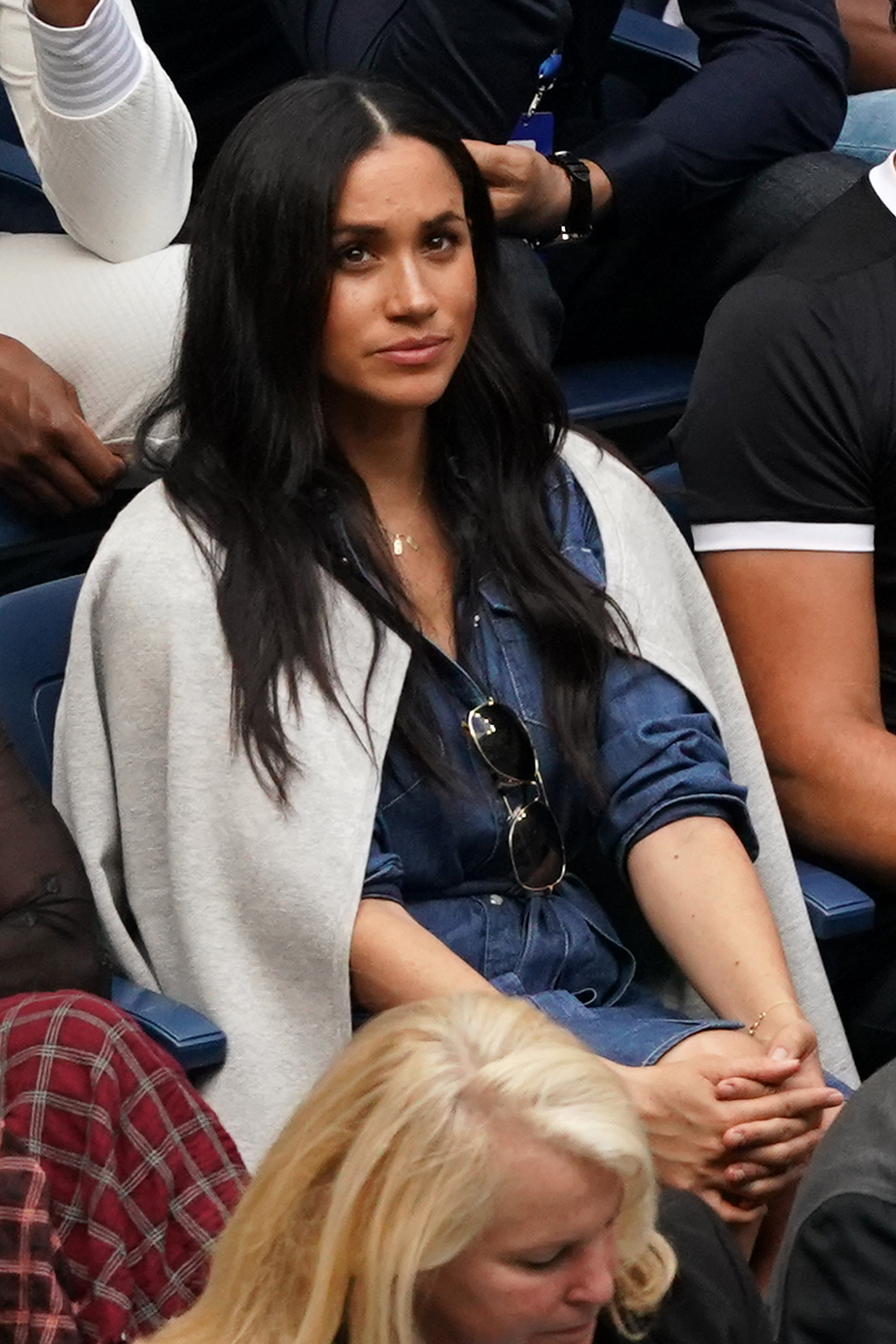 Meghan Markle watching a women's singles match at the US Open.