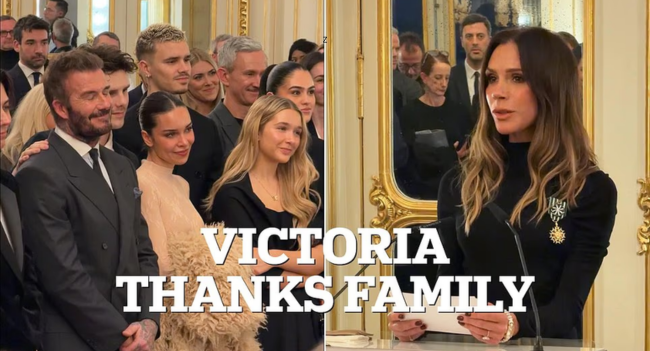 “Thank you to my children for always believing in my vision.” Victoria Beckham just received a major French arts honour in Paris — with David, Romeo, Cruz and Harper proudly watching from the crowd, clapping her on like a united front at the exact moment the family needed it most. But one absence spoke louder than any applause: Brooklyn didn’t show, just days after his explosive statement about cutting ties. On one side, a polished, career-defining celebration.