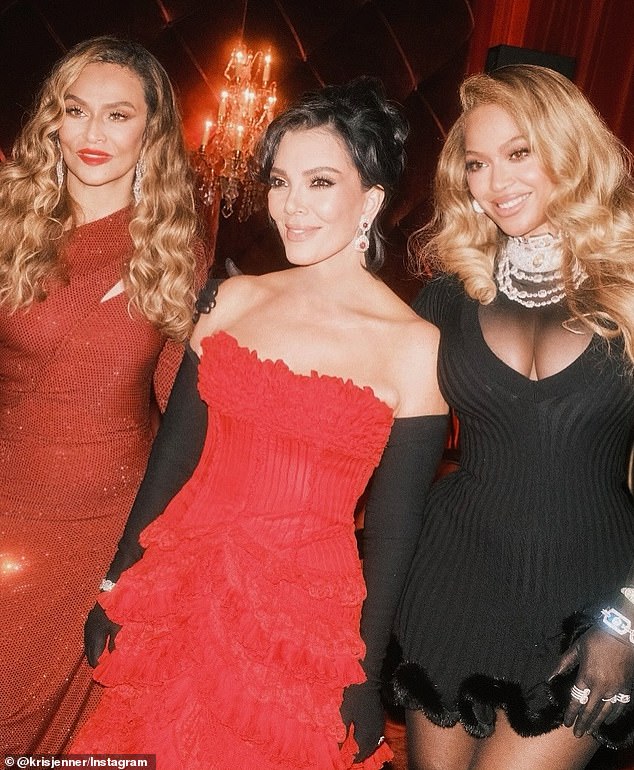 Jenner posed with Beyoncé and enjoyed a dance session with Justin Bieber as she shared behind-the-scenes snaps from her birthday bash (Tina Knowles seen left)