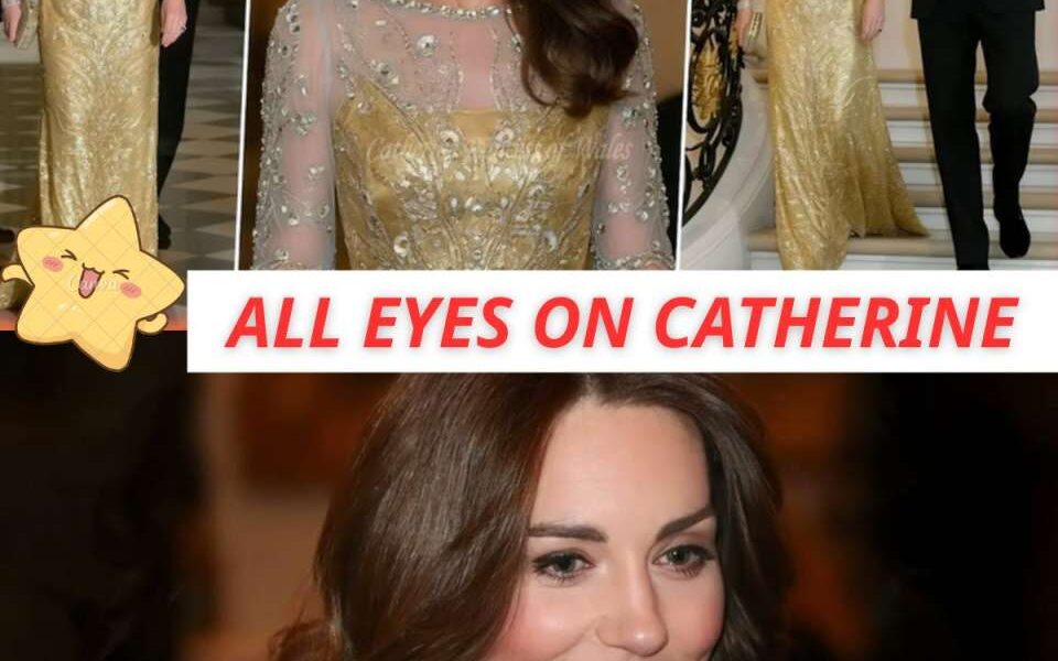 👑 ALL EYES ON CATHERINE — the Princess of Wales set the British Embassy Gala ablaze in a radiant Jenny Packham gown beside Prince William.