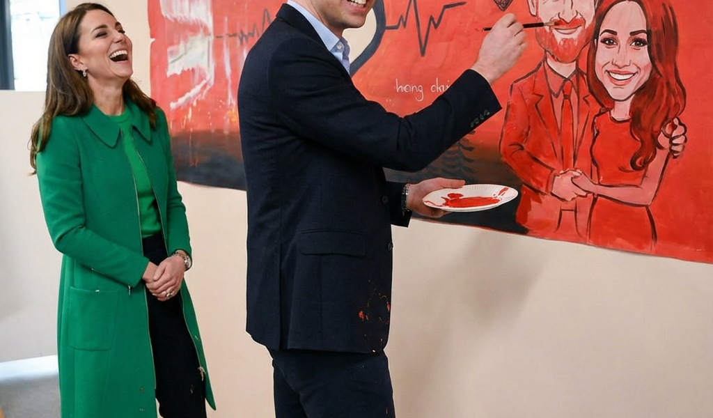Prince William’s hilarious moment while painting a picture at the Centrepoint charity –