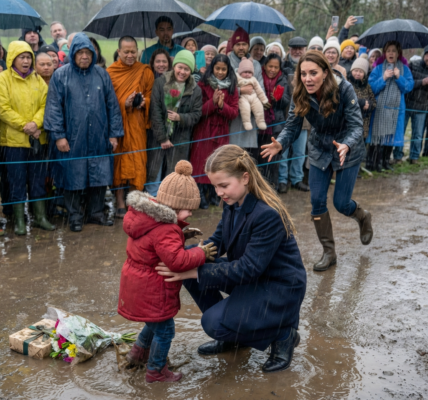 “Princess in the Rain,” a wonderful title that people on social media are giving Princess Charlotte. –