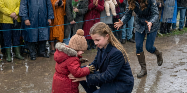 “Princess in the Rain,” a wonderful title that people on social media are giving Princess Charlotte. –