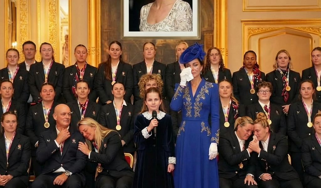 Princess Charlotte and Princess Catherine’s poignant tribute brought the England rugby team the “Red Roses” to tears at Windsor Castle. –