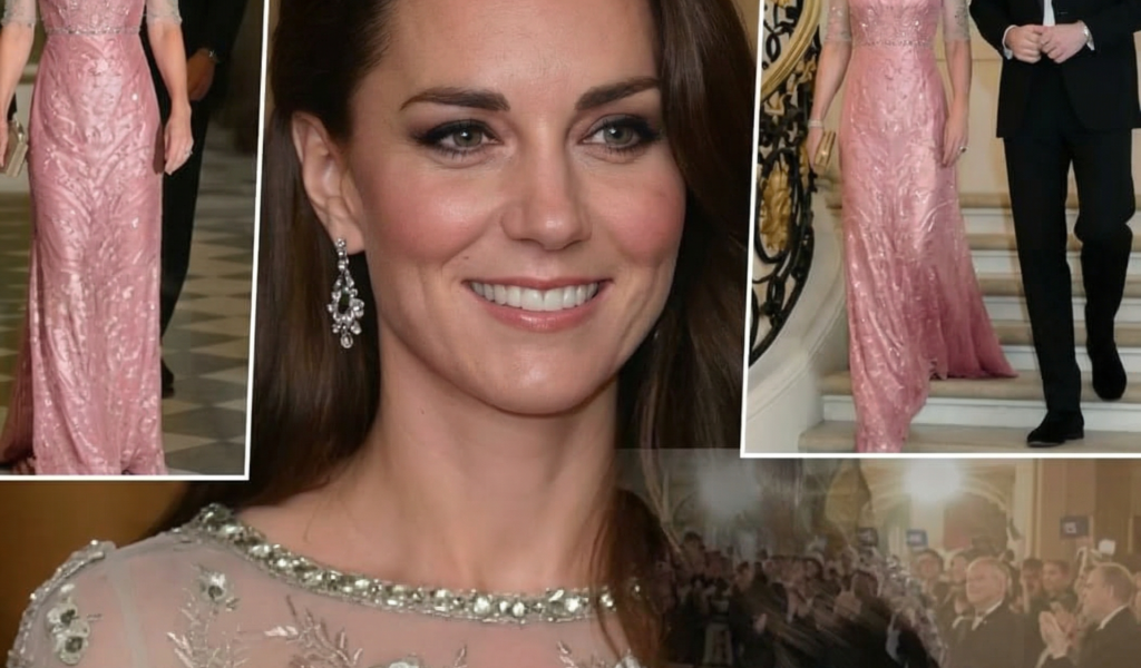 👑 ALL EYES ON CATHERINE — the Princess of Wales set the British Embassy Gala ablaze in a radiant Jenny Packham gown beside Prince William. –