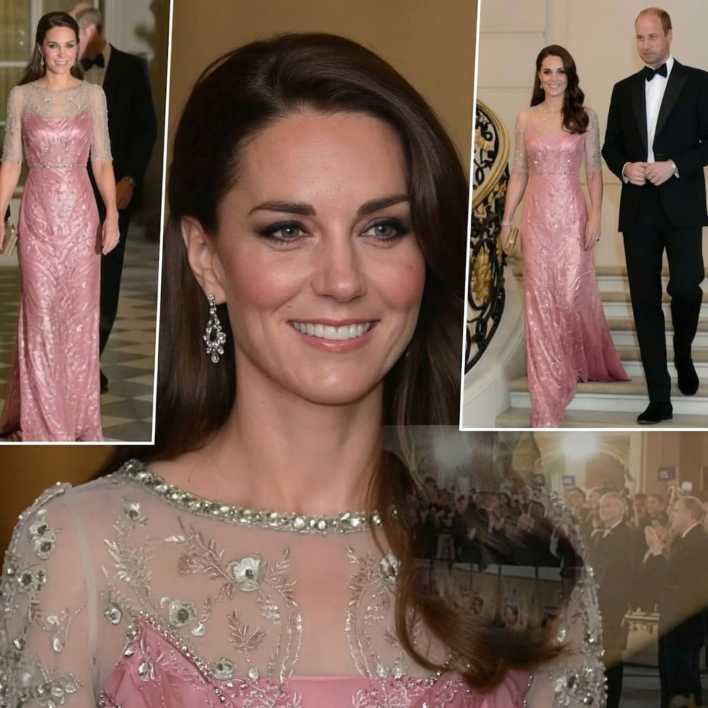 👑 ALL EYES ON CATHERINE — the Princess of Wales set the British Embassy Gala ablaze in a radiant Jenny Packham gown beside Prince William. –