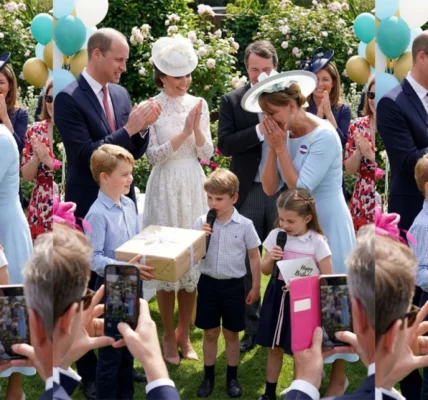 The three brothers, George, Charlotte, and Louis, made their grandmother Carole cry with their song and super cute birthday gift box.