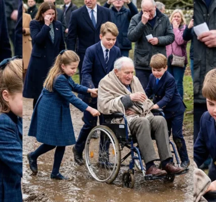 Princess Charlotte, Prince George, and Prince Louis come to the rescue of an elderly man.