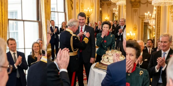 King Charles presented Timothy Laurence with a badge.