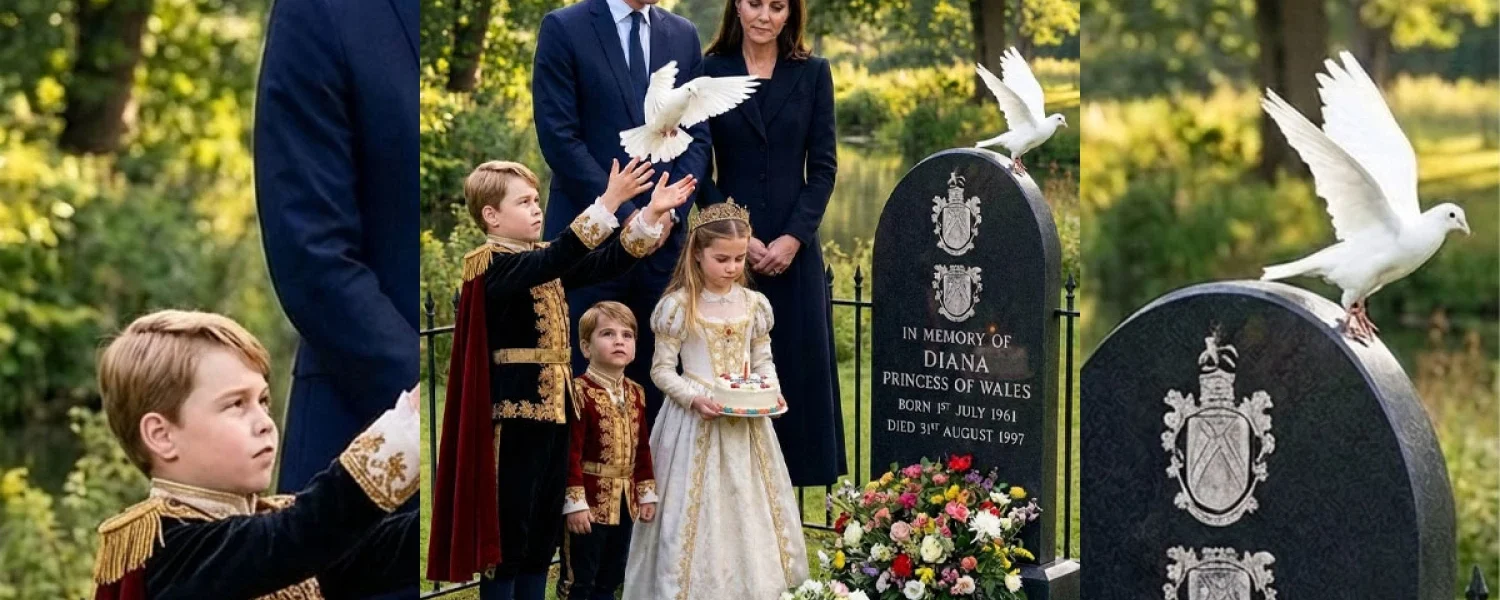 William’s family visited Diana’s grave – Charlotte brought a cake, the two princes sang “See You Again” and released doves.
