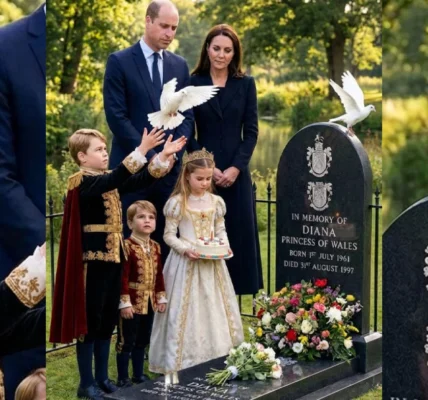 William’s family visited Diana’s grave – Charlotte brought a cake, the two princes sang “See You Again” and released doves.