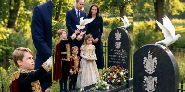 William’s family visited Diana’s grave – Charlotte brought a cake, the two princes sang “See You Again” and released doves.