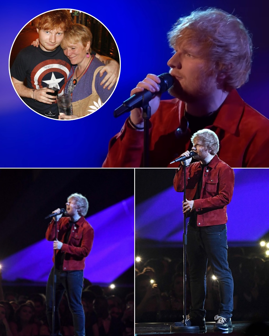 Gone from sight, but never from heart, She lives on through you – The lights faded. A hush fell. Ed Sheeran stood alone—no grand entrance, just a guitar and a heart full of grief. He began softly: “I took the supermarket flowers from the windowsill…” — and suddenly, we were in that hospital room with him. A teacup left untouched. An empty chair. The quiet after goodbye. But this wasn’t his grief alone — it was his mother’s. Ed wrote the song for her, after she lost her own mother. And that night, he became her voice. His voice trembled, not with performance, but with love. “You were an angel in the shape of my mum…” — and every soul in that room shattered. It wasn’t just a song. It was a memory, a prayer, a final hug. For a mother. For all mothers. Gone from sight, but never from heart