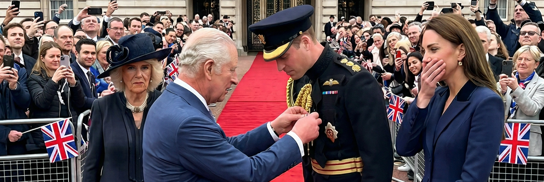 👑 HISTORY-MAKING MOMENT ON THE PALACE STEPS! Crowds fell silent as a powerful royal scene unfolded before…
