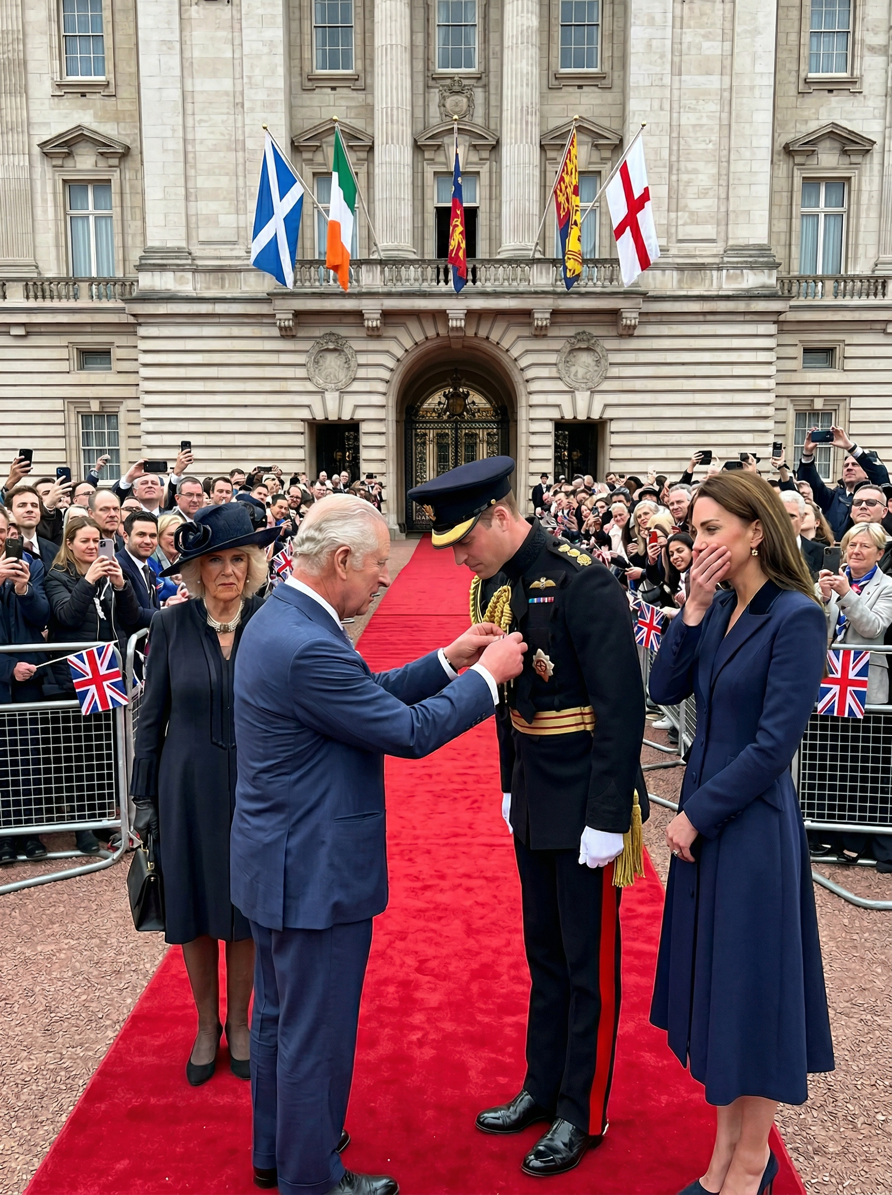 👑 HISTORY-MAKING MOMENT ON THE PALACE STEPS! Crowds fell silent as a powerful royal scene unfolded before…