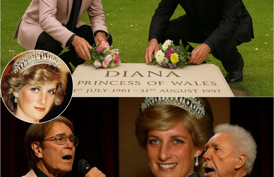 “For her… only for her,” Sir Tom whispered, his voice breaking. “She gave us so much light, the least we can do is sing for her now,” Sir Cliff replied softly. No stage. No spotlight. Only two legends — their voices trembling yet unyielding — standing beneath a quiet summer sky at Princess Diana’s resting place. As Sir Cliff Richard and Sir Tom Jones began to sing, every note rose like a prayer, weaving through the hushed crowd, carrying the spirit of the late Princess.