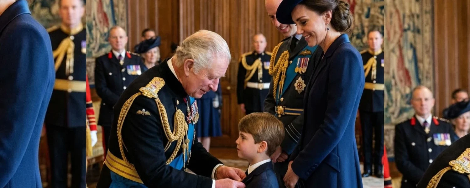 King Charles Presents Prince Louis with a Badge