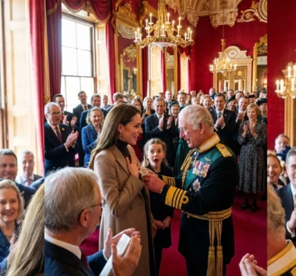 King Charles Presents Princess Catherine with a Badge at Buckingham Palace