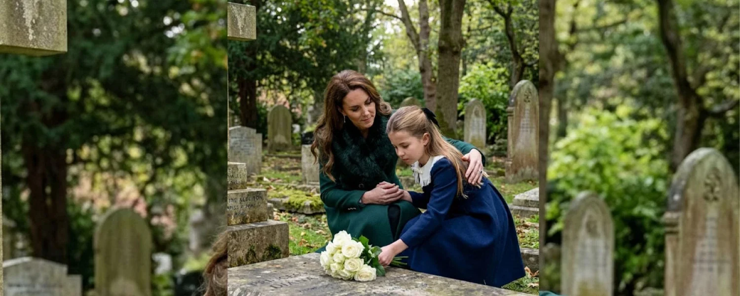 Catherine and Charlotte Visit Diana’s Grave