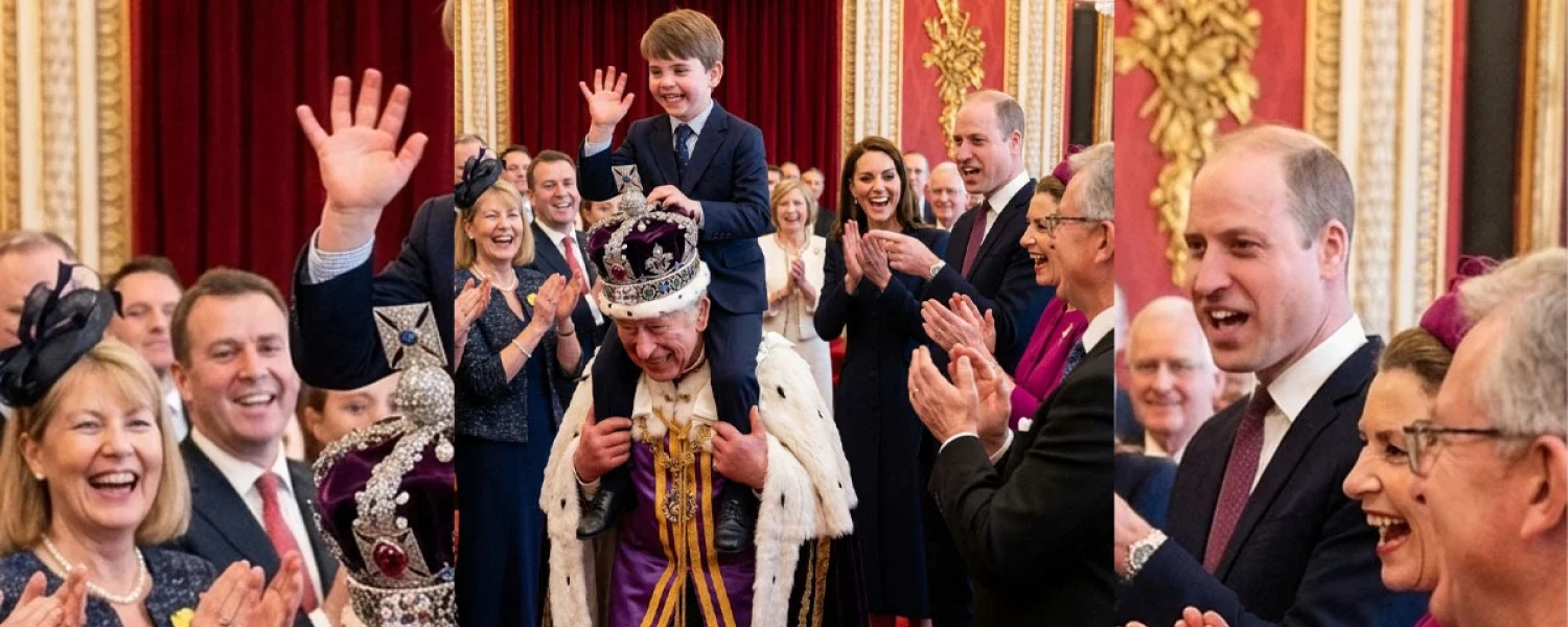 King Charles Lifts Prince Louis onto His Shoulders King Charles Lifts Prince Louis onto His Shoulders