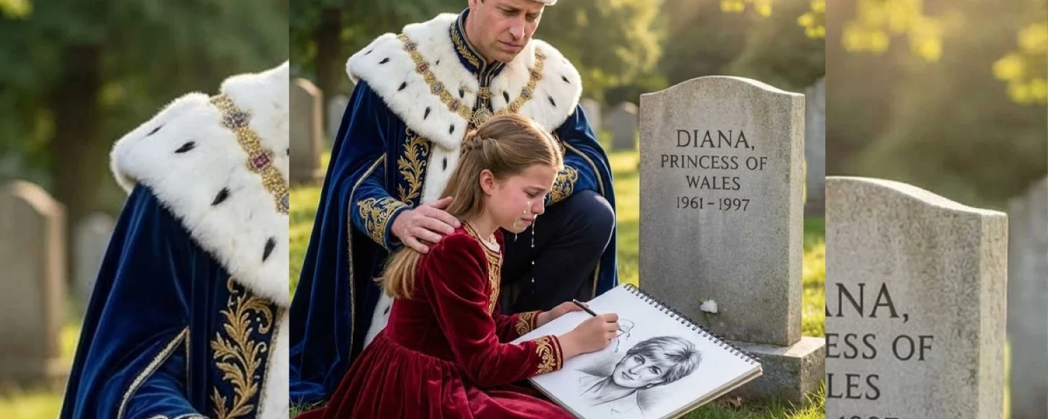 A moving tribute: Princess Charlotte at Diana’s grave.