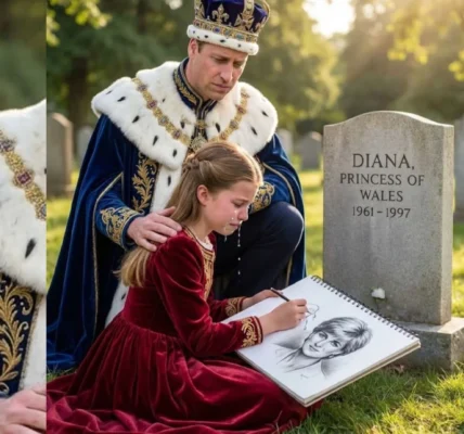 A moving tribute: Princess Charlotte at Diana’s grave.