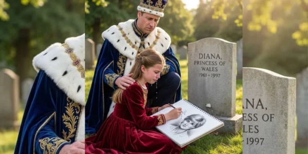 A moving tribute: Princess Charlotte at Diana’s grave.