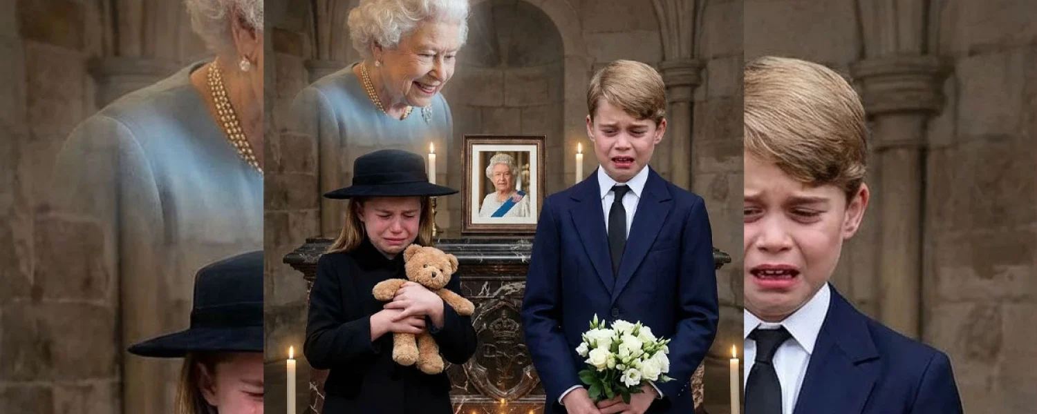 A moving visit: George and Charlotte bowed before the coffin of their beloved great-grandmother.