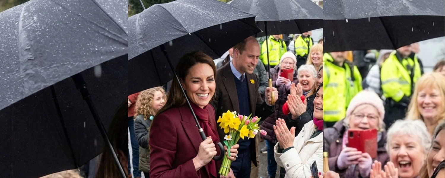 Pure, elegant beauty: Princess Catherine captivated the crowds despite the rainy weather in Newtown, Wales.