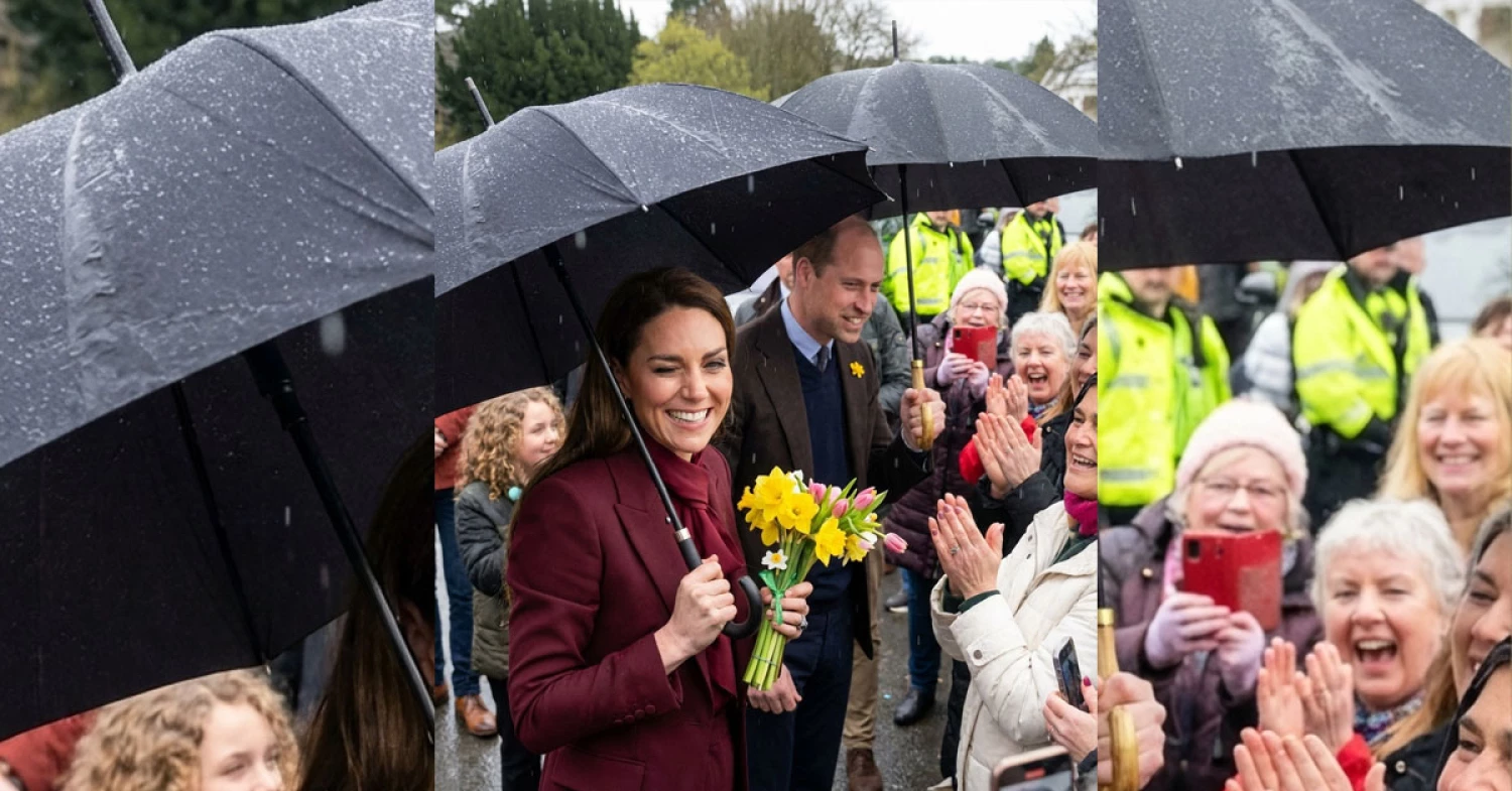 Princess Catherine captivated the crowds despite the rainy weather in Newtown, Wales.