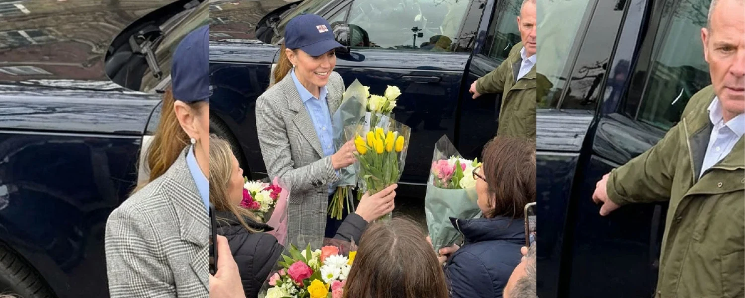 A lovely moment of Princess Catherine receiving countless flowers.