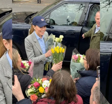 A lovely moment of Princess Catherine receiving countless flowers.