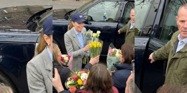 A lovely moment of Princess Catherine receiving countless flowers. A lovely moment of Princess Catherine receiving countless flowers.