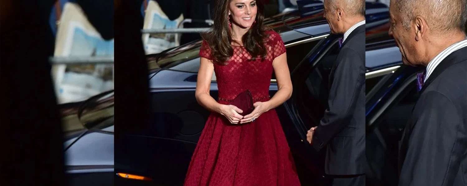 Kate Middleton Dazzled In A Crimson Marchesa Notte Tulle Gown At Theatre Royal Drury Lane