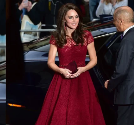 Kate Middleton Dazzled In A Crimson Marchesa Notte Tulle Gown At Theatre Royal Drury Lane