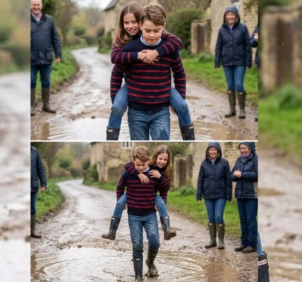 While strolling along a village road after a rain shower – A heartwarming walk of sibling love and resilience