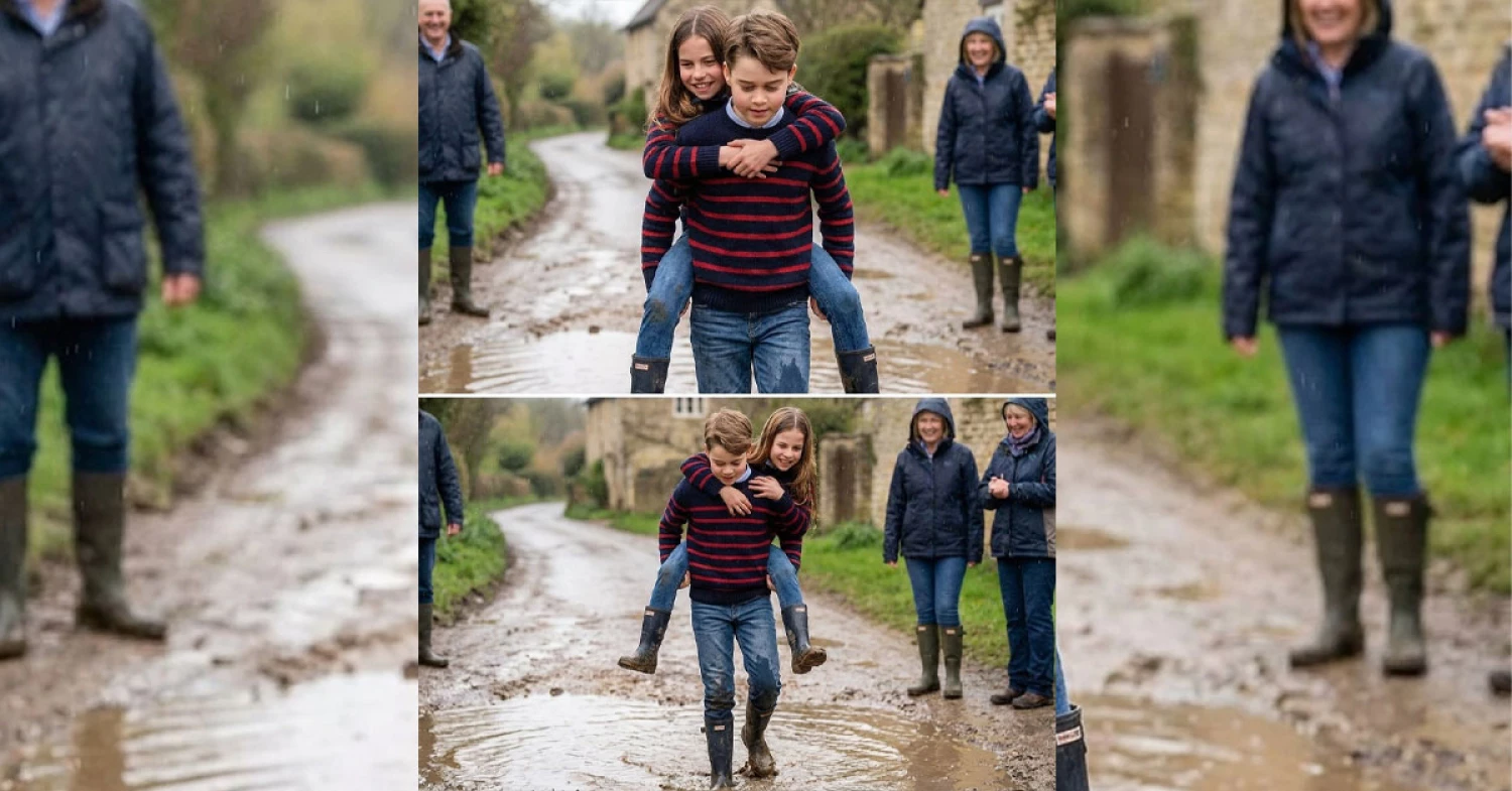 While strolling along a village road after a rain shower – A heartwarming walk of sibling love and resilience