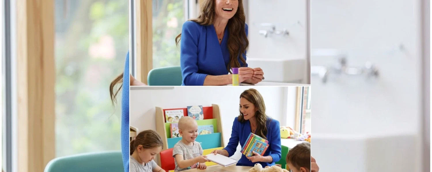 During her visit to a children’s cancer treatment center During her visit to a children’s cancer treatment center