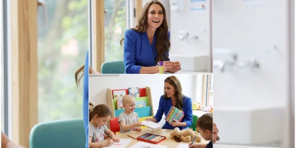During her visit to a children’s cancer treatment center During her visit to a children’s cancer treatment center